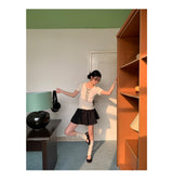 ribbon frill sweet short-sleeved knitwear