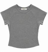 レミジェル コットンステッチ ラウンドネック ロールヘム スリムフィット ショートスリーブTシャツ 5カラー