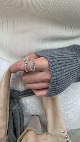 Metal punching line silver ring