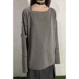 スリップネックオーバーロックトップ : GREY