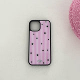 stripe star glossy glass bumper case (pink)