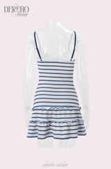 Marine stripe frill dress