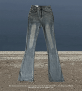 LONG & SLIM FIT Slit detail bootcut high waist hip deep pad long denim pants (3 colors)