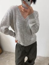 Alphaca wool hair v neck cardigan(4color)