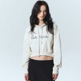 NICOLE LOGO CROP HOODY_OATMEAL