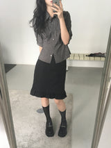 ピンタックプラエドスリムシャツ