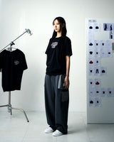 [UPDRAFT]APPLIQUE COTTON T-SHIRT BLACK