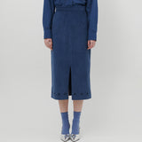 オーナメントプリントコーデュロイスカート [NAVY]