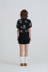 Rose half cardigan_charcoal