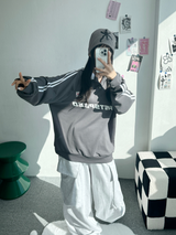 ラグランスリーストライプカラースウェットシャツ🖤🩶🤍 - 3 カラーズ