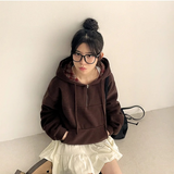 Bay Check Anorak Fleece Semi-Zip Up Hoodie