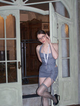 Gray button holter vest 