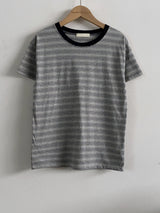 メスリットラウンドネックストリッピードベーシックフィットショーツスリーブTシャツ3カラーズ