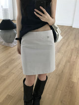 Low rise button midi skirt (one color)