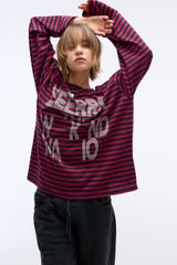 Weekend warrior typography printing stripe long sleeve (Red)