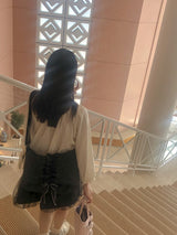 Ruffle envelope bag_black
