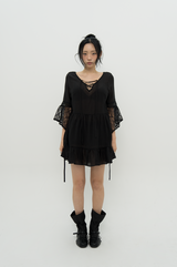 LACE SHEER DRESS _ BLACK