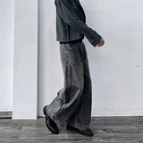 Curved Double-Knee Washed Trousers