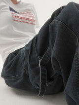 Drop buckle cargo denim pants -2C