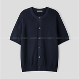  Slag Cooling Hachi Knit Short Sleeve Round Cardigan