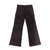 Steel zipper cargo cotton long wide work pants (4 colors)