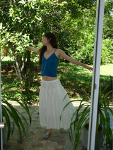 Shirring Cotton Maxi Skirt (White)