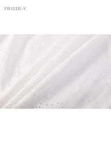 Double ribbon lace banding flare skirt white
