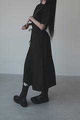 ナイロンショートスリーブラップドレス