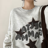 Dien Check Star Pattern Embroidery Sweatshirt