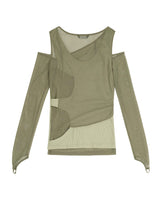 イン&アウトニッティドトップ _  OLIVE GREEN