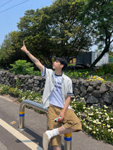 Like Stripe Short Sleeve Shirt (2 Colors)