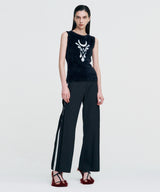 Elemental Motif Furry Knit Top _ BLACK