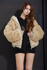 FUR ZIP-UP -BEIGE