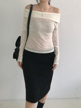 ピアオフショルダ―Tシャツ(2 colors)