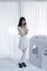 パフスカーフセットフレアドレス 2色