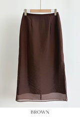 Corinne Layered Chiffon Slit Maxi Long Skirt