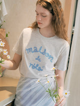 MAISON DE ROLA エンブロイダリーTシャツ メランジグレー