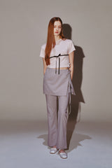 Ribbon Skirt Pants Set Gray