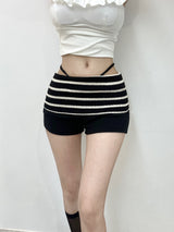 1514. Striped Knit Flap Strap Shorts