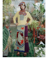 UnsocalNight2025 Original Literary Retro Autumn and Winter プリントブルーストレートマシェパンツ