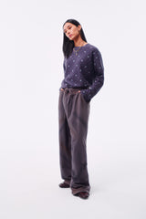 FLEECE SPRAY-DIRT CROSS LINE HEM DRAWSTRING ADJUSTABLE SWEATPANTS