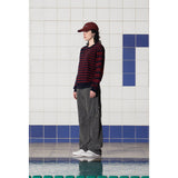 アーガイル エルボー ストライプ ニット / NAVY
