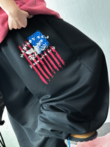 5000 SOLD OUT 🤍🤎(HIP PRINT AMERICAN FLAG VER) 🤍🤎 TWO PLEAT BALLOON COTTON PANTS 🩶🖤🤍🤎 - 4 COLORS