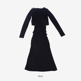 Nail Run ロング丈ナシワンピース＋カーディガンセット