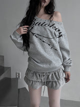 eyelet one-shoulder lettering mtm (2color)