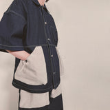 reverse terry pocket denim shortsleeve shirt_blue