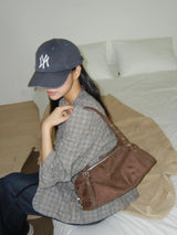 Vintage Suede Minimal stud Shoulder Bag