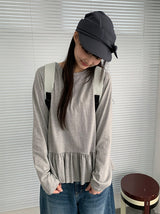 ラパスコットンフリル長袖Tシャツ