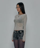 CORSET SHEER LONG SLEEVE_BEIGE