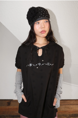 シフォンコサージュスタービーニー ブラック